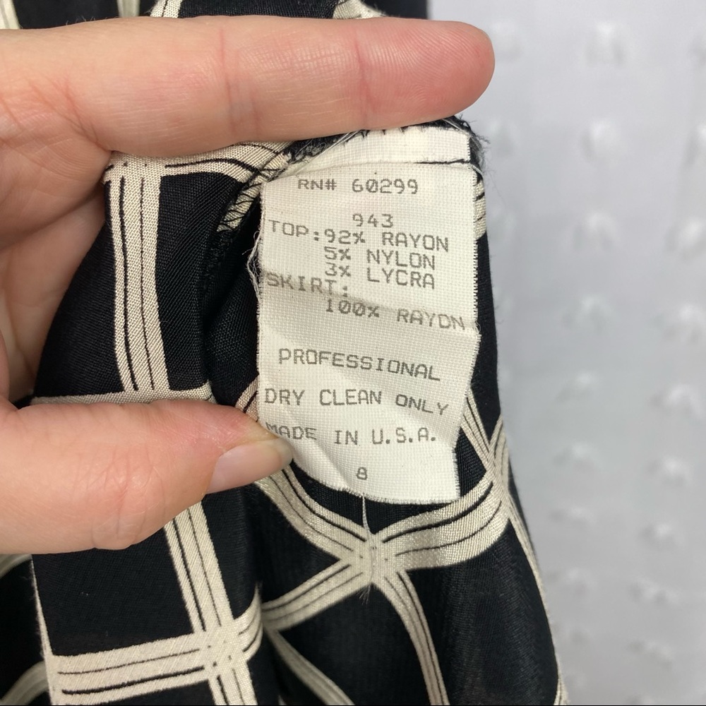 Vintage 60s 70s Chetta B black & white dress 8 - Picture 4 of 7